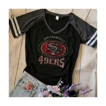 샌프란시스코 49ers 라인스톤 새 V 티셔츠 S~4X, 4XL