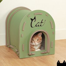starcat 퍼즐 캣 하우스 아치형 고양이 숨숨집, 카키
