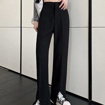 [랜덤플레이] 슬림핏 발목 트임 세미 플레어 슬렉스