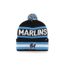 39;47 Men 39;47 Black Miami Marlins 베링 커프드 니트 모자 with Pom