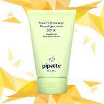 피펫 브로드 스펙트럼 미네랄 저자극 선크림 알러지없는선크림 SPF50 120ml 1개 Pipette Mineral Sunscreen SPF50 120ml 1Pack, 선크림 120ml
