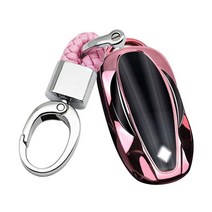 Ontto TPU 키 커버 테슬라 모델 3 케이스 홀더 재킷 쉘 스킨 박스 키체인 키리스 엔트리 smart 원격 키케이스 실버 가성비 추천 미국직구, Pink