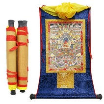 탱화 티벳 천주 석가모니 경면주사 thangka 표구사 탱화 불화 달마도 참선 불교미술 도매 불교 용품 - 120cm 대형 불교 예술 실크 padmasambhava 부처 5, 65x48cm, 01