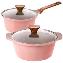 캡스톤 클램레트로 냄비세트 인덕용, (2종)18편수+22양수, 핑크