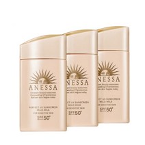 아넷사 정품 퍼펙트 선스크린 마일드 밀크 60ml x 3개 + 스킨케어 젤N 15g Q515944