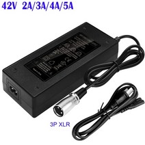 전기 자전거 충전기 42V 2A 5A 전원 어댑터 배터리 3 핀 XLR 36V 10S 스쿠터 Ebike 오토바이 리튬 이온, EU
