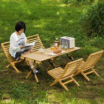 야외 접이식 롤테이블 원목 의자 체어 캠핑 야영 차박, 순대나무/ 원색 90CM(가방포함)