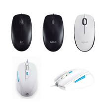 로지텍 HP 유선 마우스 시리즈 (로지텍 M90 B100 M100R / HP M150) / 1만원도 안되는 초저가 브랜드 마우스 / 선물 교육 초보 게임, 로지텍 M100R 화이트