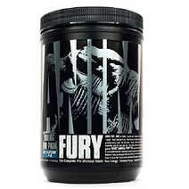 Animal Fury - 에너지와 집중력을 위한 운동 전 파우더 보충제 5g BCAA 350mg 카페인 산화질소 크레아틴 없음 보디빌더를 강력한 자극제 아이스 팝, 파란 산딸기