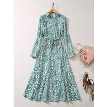 테일러 디자이너 패턴 실크 셔츠 롱원피스 a372582