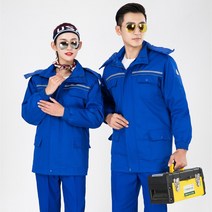 전기 패딩 남성 보온 주유 계절 솜옷을 두껍게 겨울작업복, C01-블루색 상의