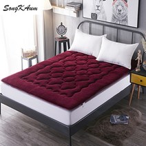 쿨토퍼 Songkaum 절묘한 따뜻한 양털 매트리스 1.51.8m 학생 기숙사 바닥토퍼, 200x220cm79x86인치, 와인