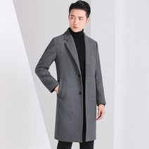 남성 비즈니스 정장 카라넥 슬림핏 모직 미디코트 W55
