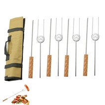 볼케이노화로대 바베큐 그릴 캠핑 화로대 구이 스틱 구이 스틱 smores 꼬치 화재 구덩이 키트 핫도그 캠핑 액세서리 캠프 파이어 바베큐 용 32 인치 긴 포크, 없음