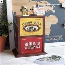 빈티지함 네모쉐입 손잡이 앤틱한소품 미니서랍장 2단수납함