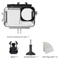 Dji 액션 3 용 다이빙 방수 케이스 하우징 Osmo 카메라 액세서리 마운트 박스 수중 50M 보호 쉘 필터, [01] waterproof case, 01 waterproof case