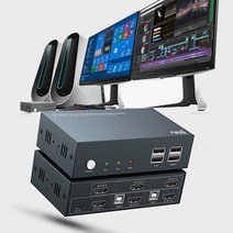 !junjjang!9650ea 2대PC를 1대처럼 제어 4K 듀얼모니터지원 KVM스위치, 선택제어기, 본상품선택
