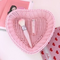 파스텔 라탄 하트 바구니 바스켓 소품정리 트레이 인테리어 다용도 수납 보관 씨앤초이스, 핑크