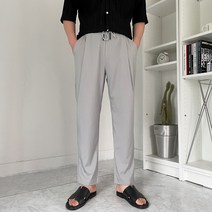 남자 여름 원턱 아이스 스판 밴딩 세미와이드 슬랙스(4COLOR)