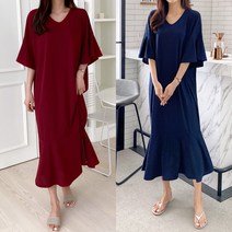 수니베 브이 썸 프릴 롱 원피스 빅사이즈 여성 여름 임산부