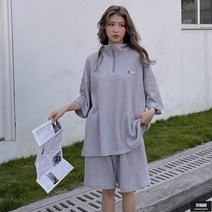 가바바 여성 반팔 트레이닝복 세트 편안하게 입기 딱 좋은 스트릿 오버핏 여름 트레이닝복 세트 G61236