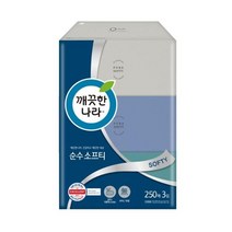 깨끗한나라 순수소프티 어린이집 각티슈 (1팩 250매x3개입) 곽휴지 고급 미용 화장용 사각 곽티슈, 1, 본상품선택