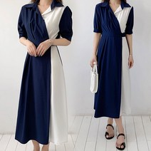 미드디엔 여성 투톤 카라 원피스