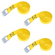 STK 캠 버클 타이 다운 스트랩 4 매입 트레일러 루프 랙 2.5m x 25mm, 노랑