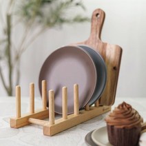 꾸미까 1+1 원목 접시꽂이 그릇정리대 거치대 중 (2color), 월넛 중 (5칸), 내츄럴 중 (5칸)
