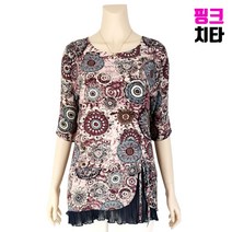 엄마옷 핑크치타 중년여성의류 할머니옷 인견 동그라미 라운드