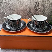카페커피잔 예쁜커피잔 엣지 찻잔세트 우아한 스타일 케이터링 뼈 중국 컵 멀티 간단한 세라믹 커피 컵과 접시 세트 2 상자, 1 3