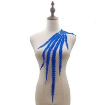 의상 리폼 부자재 레이스 장식 천 의류 디자인 럭셔리 반짝이 수 놓은 드레스 패브릭, 푸른