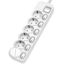 에코파워탭 LED 메인 개별 과부하차단 멀티탭 6구 EPM-L306 + 안전커버 랜덤발송, 2세트, 1.5m