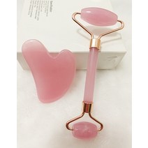 얼굴괄사 마사지롤러 옥괄사 두피 Guasha-마사지 도구 페이스 넥 바디 스파 마사지 롤러 구아샤 스크레이, 01 Pink Set