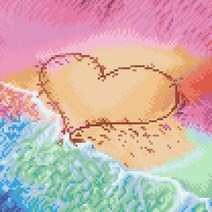 [디클레어] 모래 위 하트 캔버스형 보석십자수 30x30 DIY 구슬 비즈, 1개, 30X30 모래 위 하트