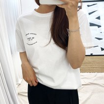 스토리원 여성 백 프린팅 화이트 오버핏 반팔 티셔츠 WM-TE110