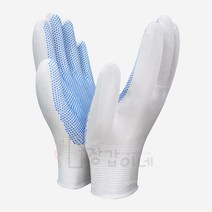 [장갑이네] 국산 수입 PU 도트 엠보싱 나일론 폴리 코팅 장갑 10켤레, 백색-M