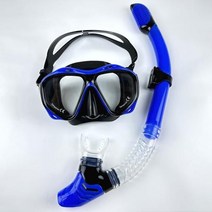 프리 다이빙 마스크 잠수경 전문 스쿠버 스노클링 세트 성인용 실리콘 스커트 김서림 방지 고글 안경 수영장 장비, blue