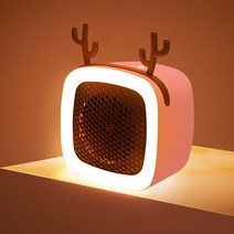 YAPOGI귀여운 미니온풍기 탁상 사무실휴대용 온풍기, 핑크 유선무드등