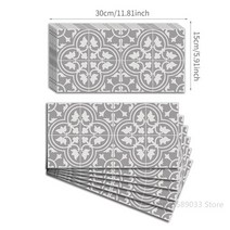 주방용 셀프 접착 비닐 타일 백스플래시 시멘트 스티커 방수 욕실 벽지 0.9mm 두께 벽화, 19 VB019_02 30x15cm x 12pcs