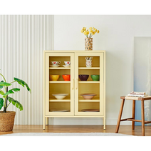 모던하우스 데일리 철재 유리도어 다용도 수납장 W800 (옐로우) CF0523002, 옐로우