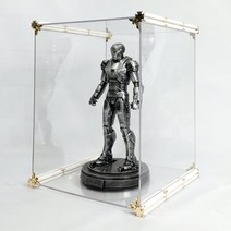 엠블럭스페셜 X5타입 1칸형(앞/뒤덮개포함) 피규어 건담 레고 나노블럭 인형 넨도로이드 장식장 진열장 진열대 아크릴장식장 케이스, 05.스페셜X5타입 1칸형(프리미엄 흰색+골드)