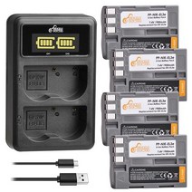 니콘배터리 니콘 d50d70d70sd80d90d100d200d300d300sd700용 피클 전원 1900mah en-el3e en el3 배터리 + led usb 듀얼 호환, 4 배터리 1 충전기