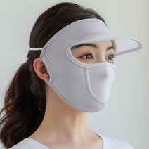 얼굴 햇빛 가리개 자외선 차단 마스크 농사 모자 목 골프 여름 넥워머 여성용 얇은 통기성 아이스 실크 긴 전체 사이클링 야외 해변 아름다운 태양, Grey