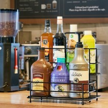 높은 시럽 디스펜서 철제 2단 와이어랙 카페 소스 거치대