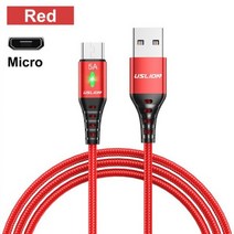 USLION-화웨이 P40 P30 프로 핸드폰용 USB c타입 케이블 5a 핸드폰 고속 충전 데이터 와이어 코드 샤오미 12 포코 X4 원플러스, Red, 2m