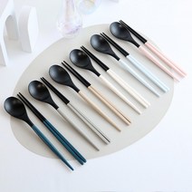 [박씨상방] 1벌 둥근 옻칠 우드 나무수저세트M, 핑크, 단품