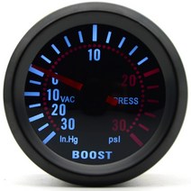 유면계 유량계 2 "52mm 스모크 렌즈 부스트 게이지 바 psi/진공/수온/오일 온도/오일 압력/전압계/타, 01 Boost PSI