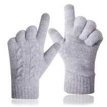 남성 및 여성용 겨울 장갑 클리어런스 터치 스크린 문자 따뜻한 장갑 보온 소프트 니트 안감 신축성 있는 커프 블랙, Grey