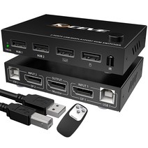 usb허브 c타입허브 호환 분배기 스위처 USB PC 듀얼 모니터 DP KVM 스위치 4K 60Hz Displayport 1.4 공유, 단일옵션